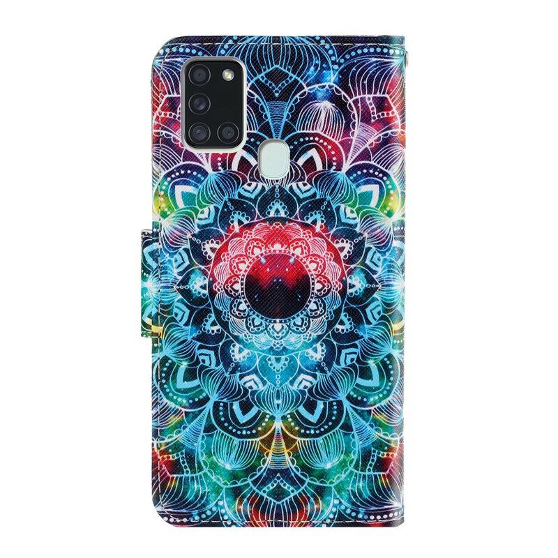 Custodia in pelle Samsung Galaxy A21s Mandala Con Spalline Vistose