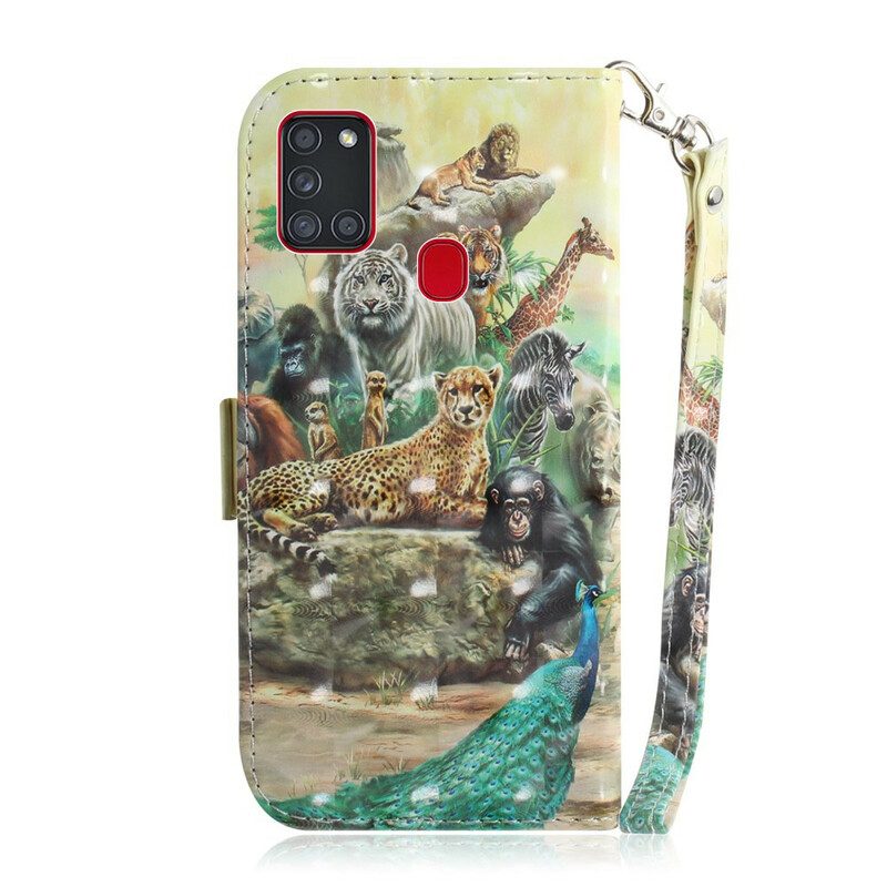 Custodia in pelle Samsung Galaxy A21s Perizoma Safari Animali