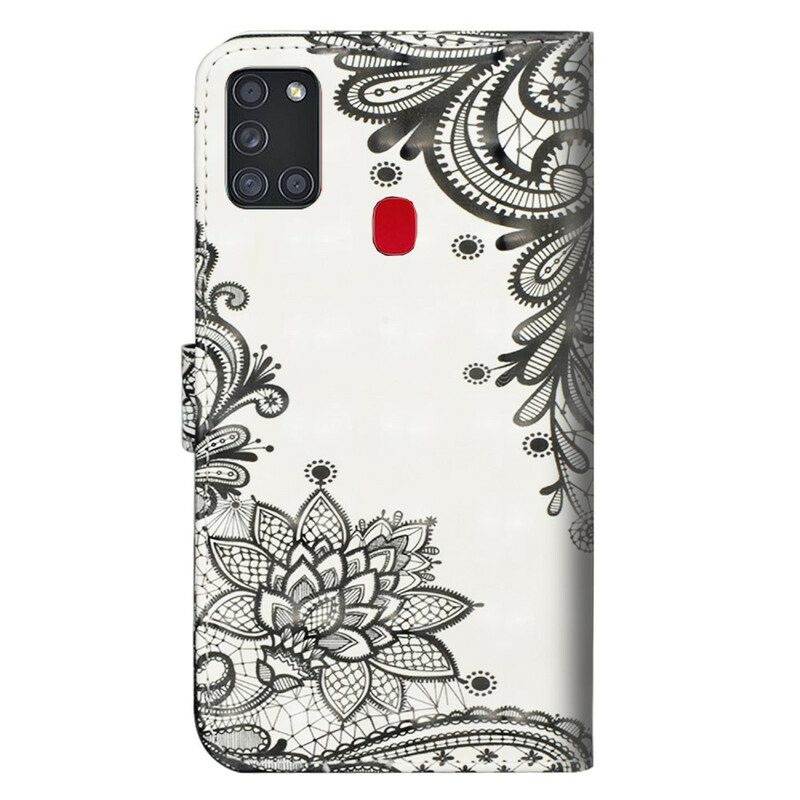 Custodia in pelle Samsung Galaxy A21s Pizzo Elegante