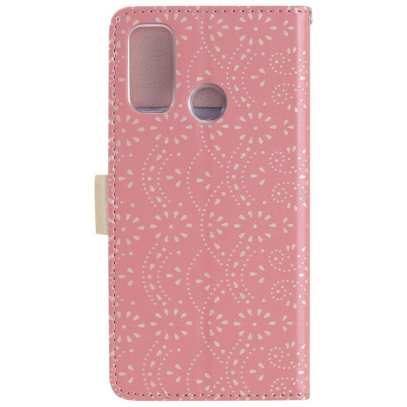 Custodia in pelle Samsung Galaxy A21s Portamonete Con Cinturino In Pizzo