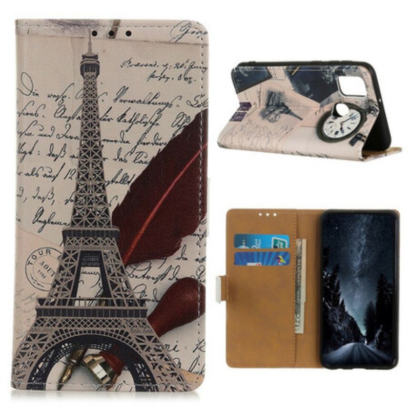 Custodia in pelle Samsung Galaxy A21s Torre Eiffel Del Poeta