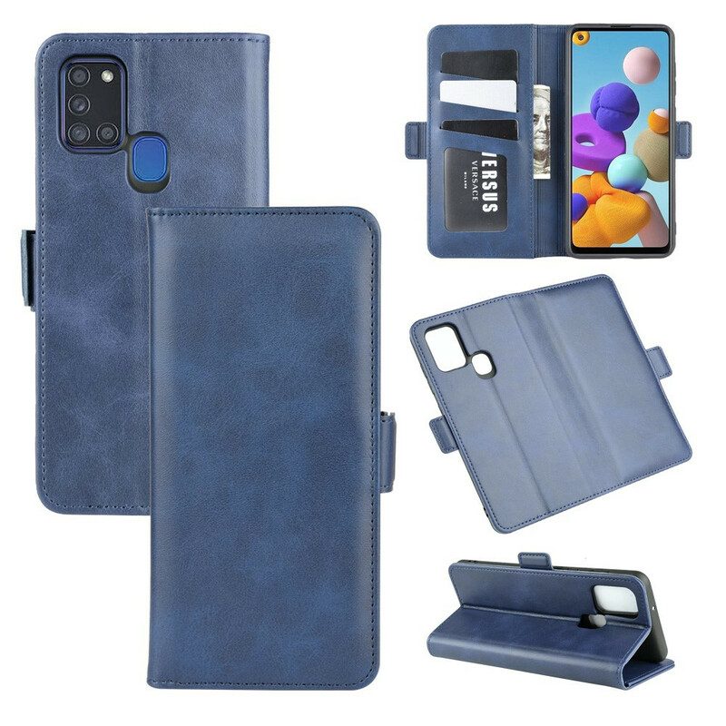 Folio Cover Samsung Galaxy A21s Custodia in pelle Doppio Lembo