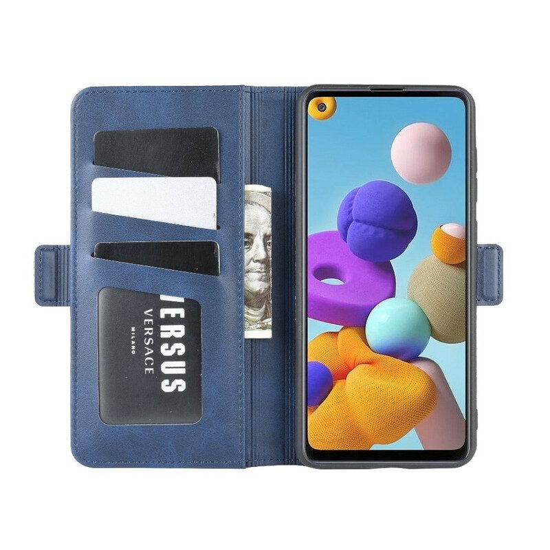 Folio Cover Samsung Galaxy A21s Custodia in pelle Doppio Lembo