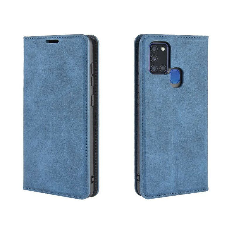 Folio Cover Samsung Galaxy A21s Custodia in pelle Effetto Pelle Morbida