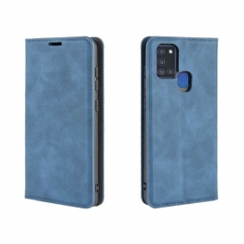 Folio Cover Samsung Galaxy A21s Custodia in pelle Effetto Pelle Morbida