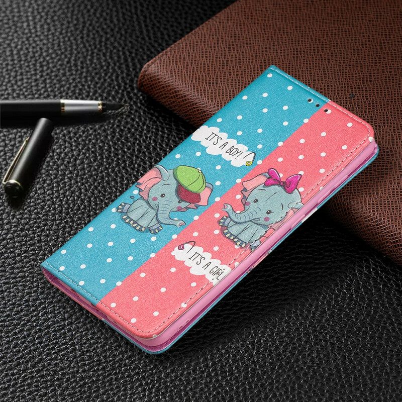 Folio Cover Samsung Galaxy A21s Custodia in pelle Elefantini