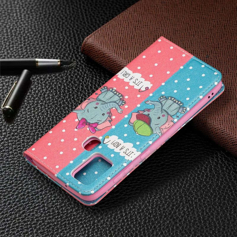 Folio Cover Samsung Galaxy A21s Custodia in pelle Elefantini