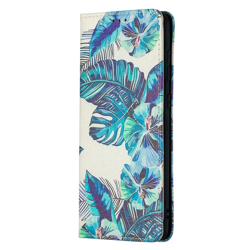 Folio Cover Samsung Galaxy A21s Custodia in pelle Foglie