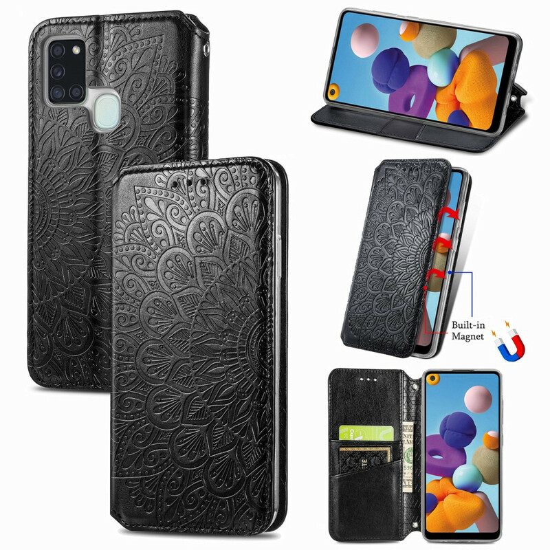 Folio Cover Samsung Galaxy A21s Custodia in pelle Mandala