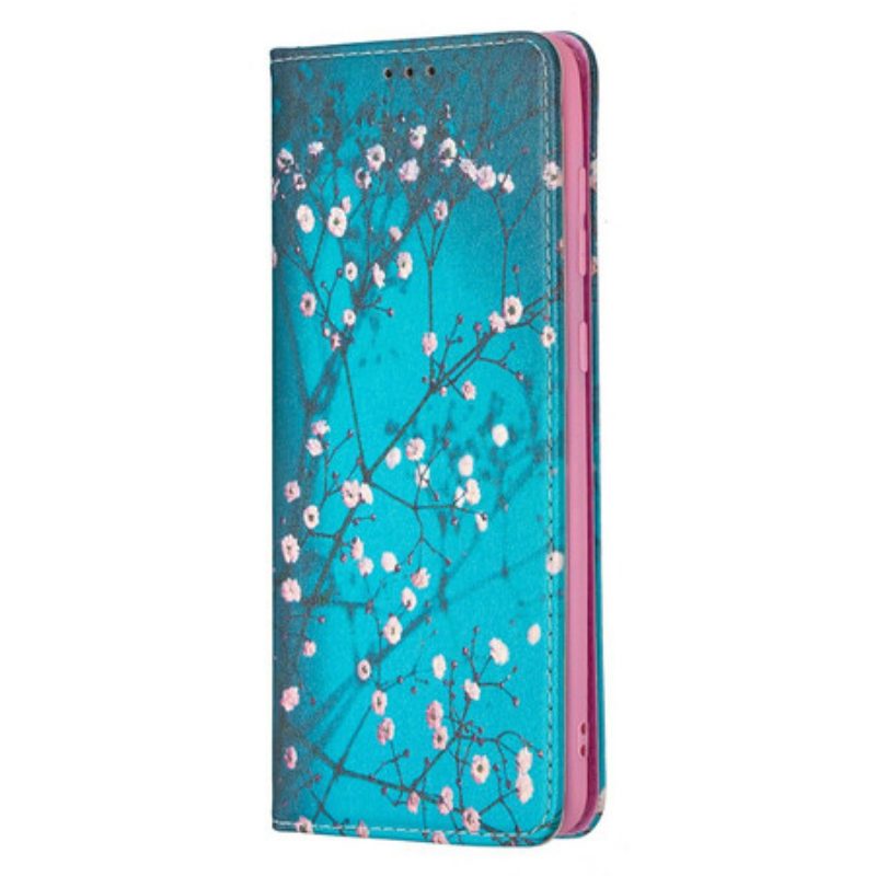 Folio Cover Samsung Galaxy A21s Custodia in pelle Rami Fioriti