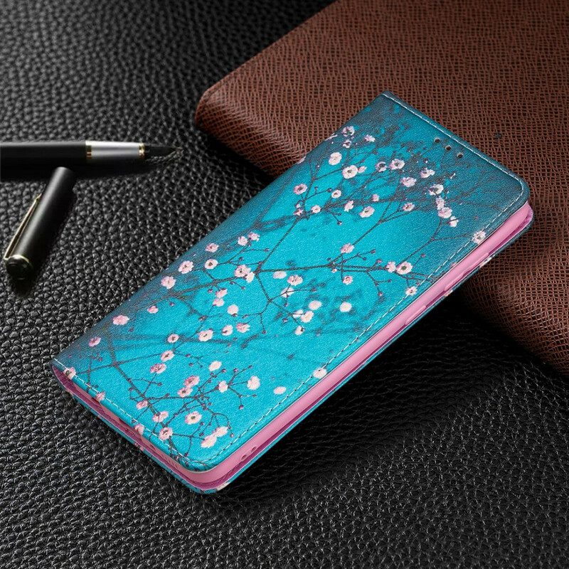 Folio Cover Samsung Galaxy A21s Custodia in pelle Rami Fioriti