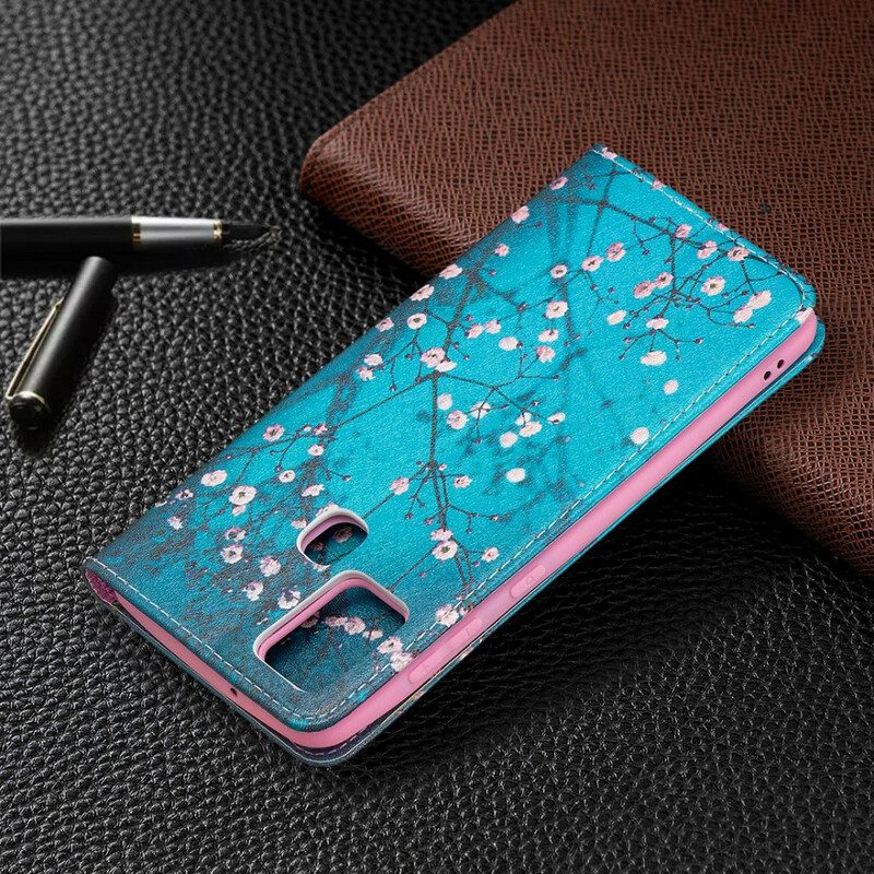 Folio Cover Samsung Galaxy A21s Custodia in pelle Rami Fioriti