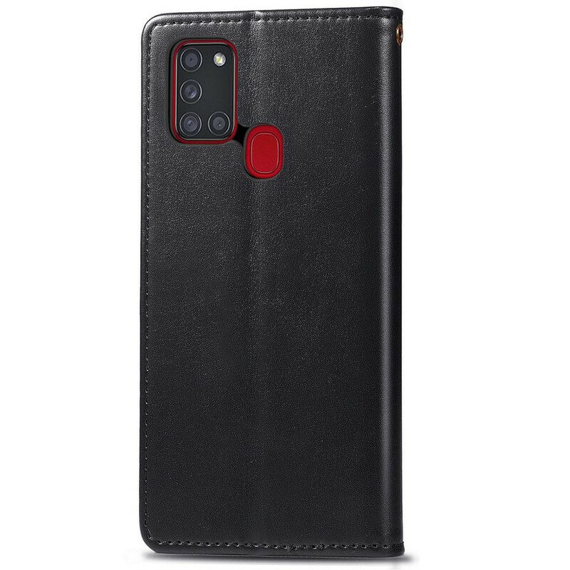 Folio Cover Samsung Galaxy A21s Ecopelle E Chiusura Vintage