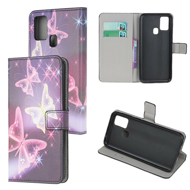 Folio Cover Samsung Galaxy A21s Farfalle Al Neon