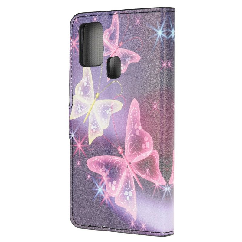 Folio Cover Samsung Galaxy A21s Farfalle Al Neon