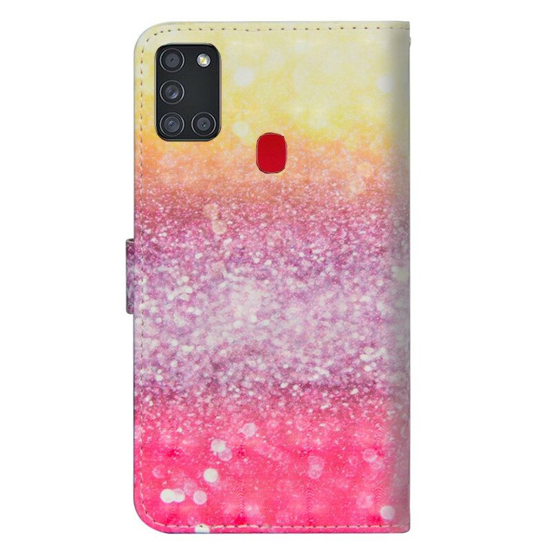 Folio Cover Samsung Galaxy A21s Gradiente Glitterato Magenta