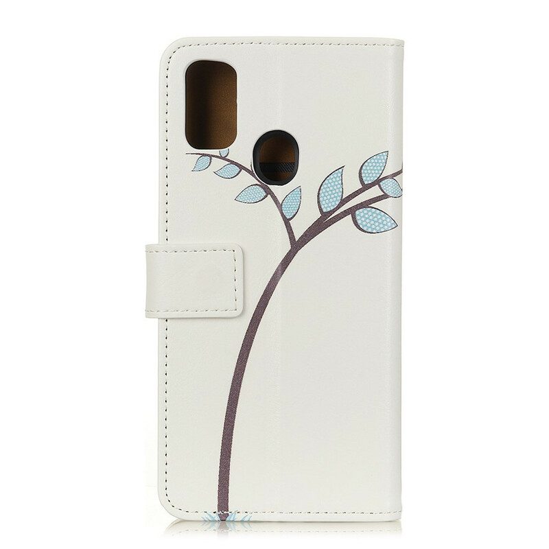 Folio Cover Samsung Galaxy A21s Paio Di Gufi Sull'albero