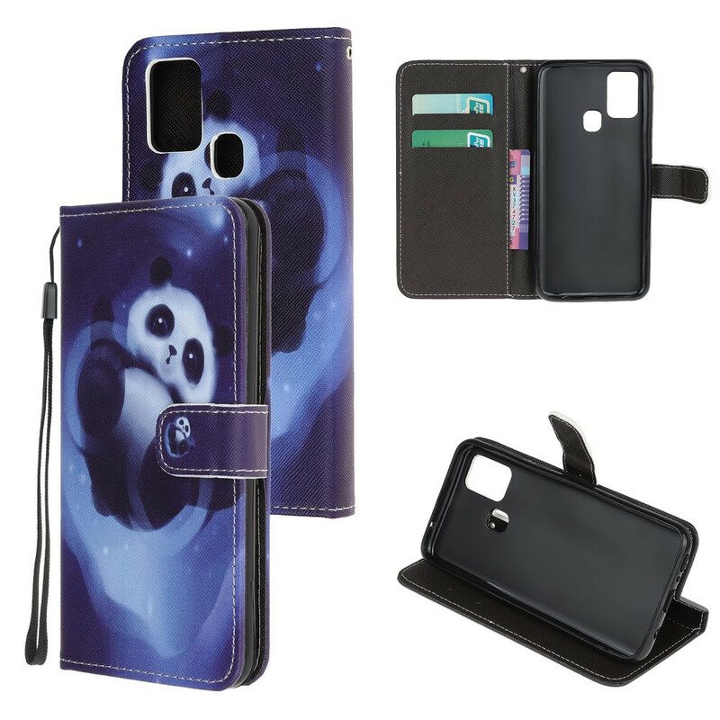 Folio Cover Samsung Galaxy A21s Panda Space Con Cordino