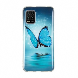 Cover Xiaomi Mi 10 Lite Farfalla Blu Fluorescente