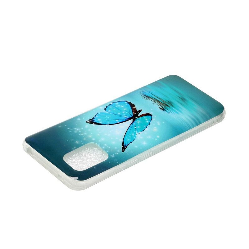 Cover Xiaomi Mi 10 Lite Farfalla Blu Fluorescente