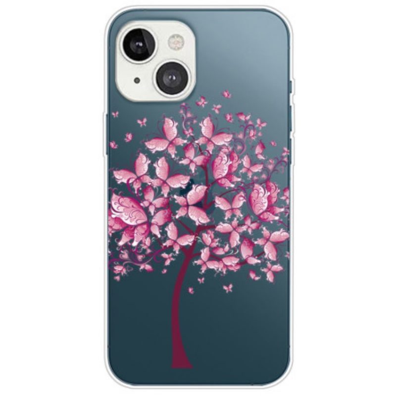 Cover iPhone 14 Plus Albero Farfalla Trasparente