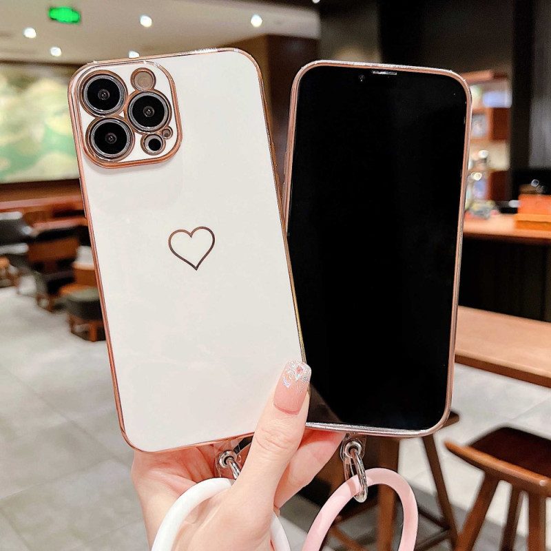 Cover iPhone 14 Plus Cuore Con Cinturino Ad Anello