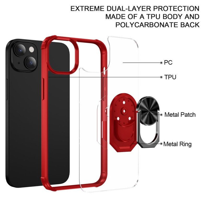 Cover iPhone 14 Plus Trasparente Con Anello-supporto