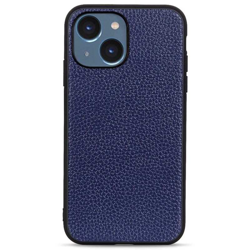 Cover iPhone 14 Plus Vera Pelle Di Litchi