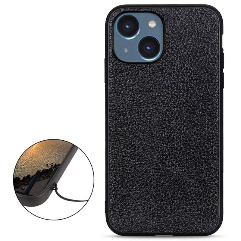 Cover iPhone 14 Plus Vera Pelle Di Litchi