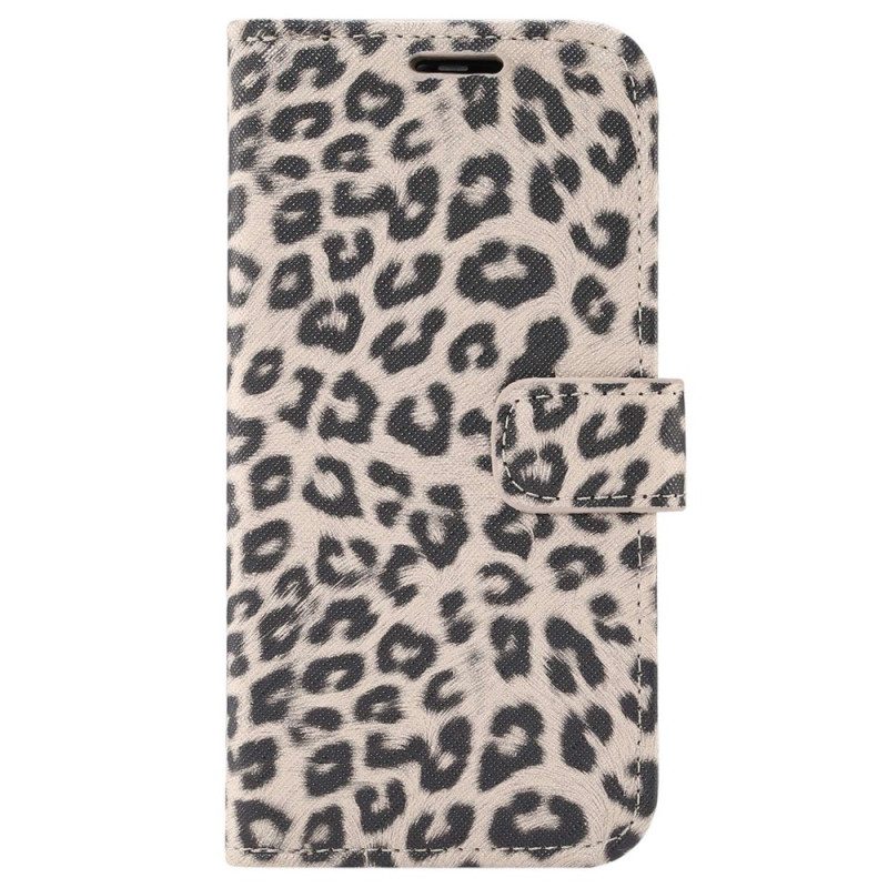 Custodia A Portafoglio iPhone 14 Plus Stile Pelle Di Leopardo