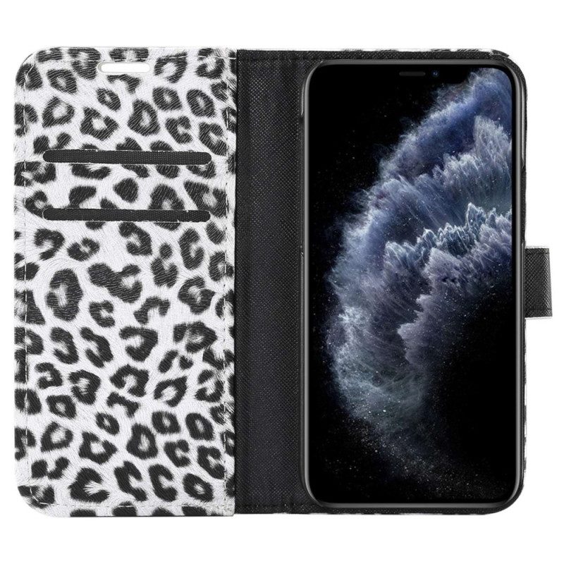 Custodia A Portafoglio iPhone 14 Plus Stile Pelle Di Leopardo