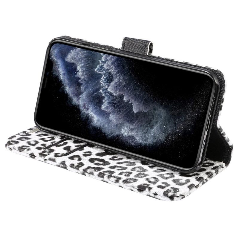 Custodia A Portafoglio iPhone 14 Plus Stile Pelle Di Leopardo