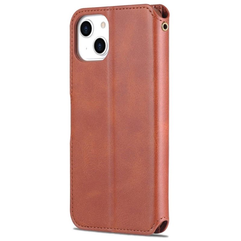 Custodia in pelle iPhone 14 Plus Azns Classico Effetto Pelle