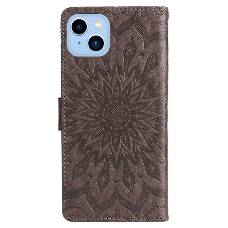 Custodia in pelle iPhone 14 Plus Fiore Del Sole