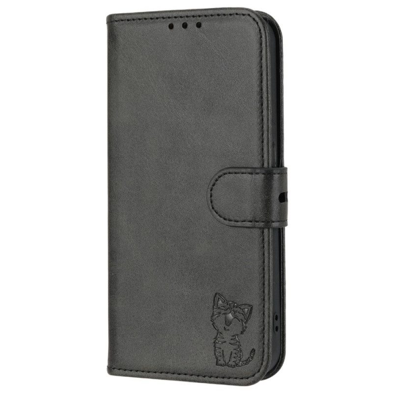 Custodia in pelle iPhone 14 Plus Gattino