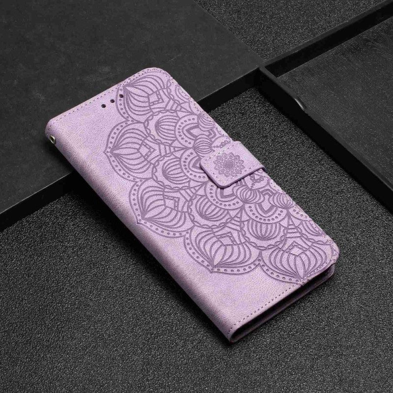 Custodia in pelle iPhone 14 Plus Mandala Con Cordino