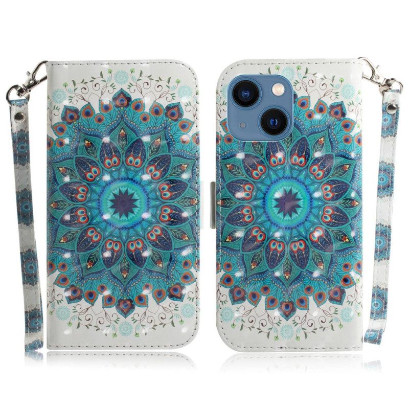 Custodia in pelle iPhone 14 Plus Mandala Strappy