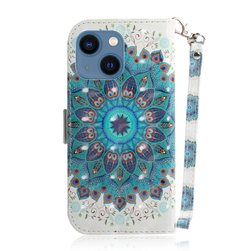 Custodia in pelle iPhone 14 Plus Mandala Strappy