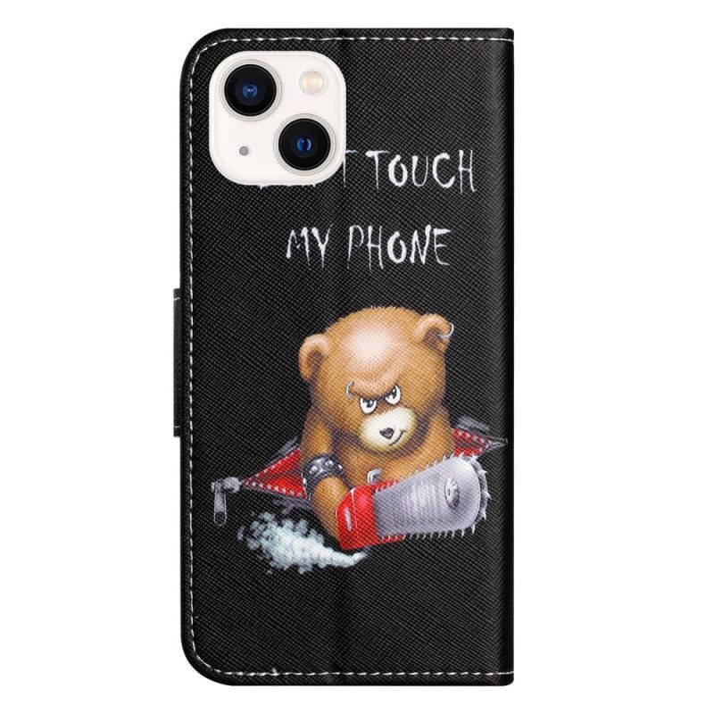 Custodia in pelle iPhone 14 Plus Orso Pericoloso