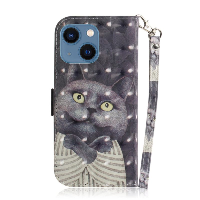 Custodia in pelle iPhone 14 Plus Perizoma Gatti