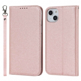 Folio Cover iPhone 14 Plus Custodia in pelle Stile In Morbida Pelle Con Cinturino