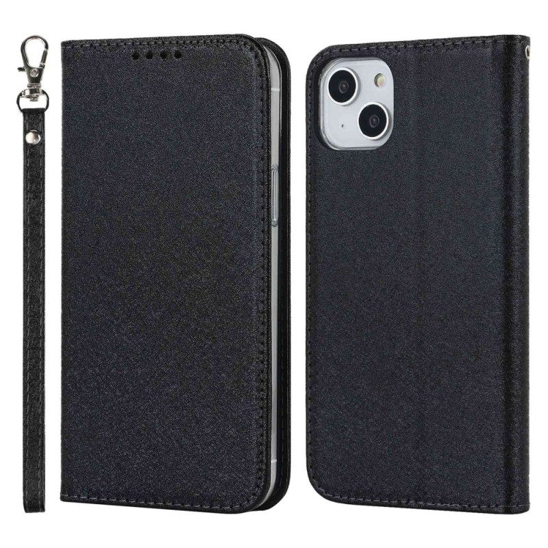 Folio Cover iPhone 14 Plus Custodia in pelle Stile In Morbida Pelle Con Cinturino