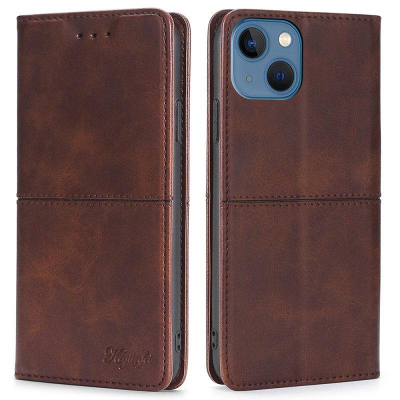 Folio Cover iPhone 14 Plus Custodia in pelle Stile Vintage