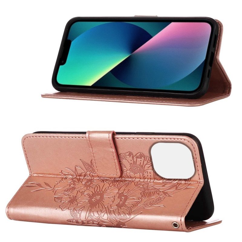 Folio Cover iPhone 14 Plus Disegno Farfalla