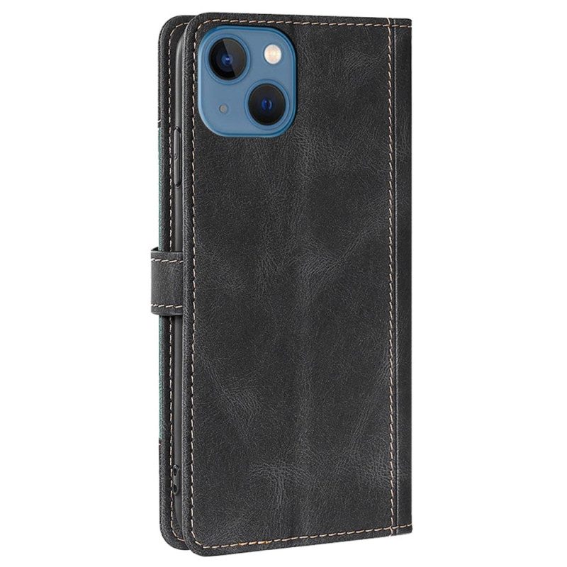 Folio Cover iPhone 14 Plus Ecopelle Bicolore Elegante