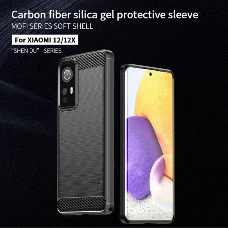 Cover Xiaomi 12 / 12X Fibra Di Carbonio Spazzolata Mofi