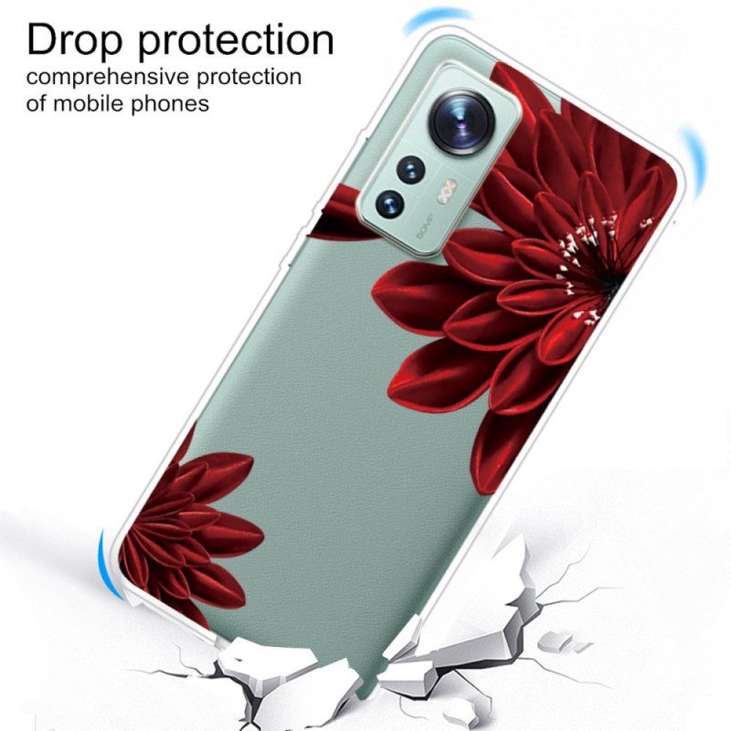 Cover Xiaomi 12 / 12X Fiori Rossi