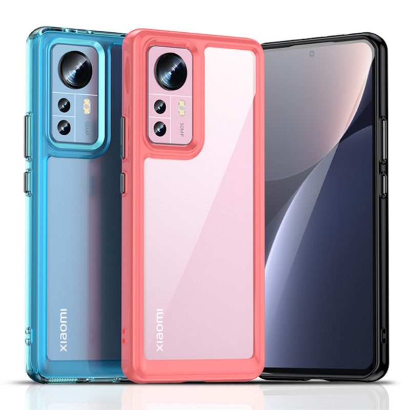 Cover Xiaomi 12 / 12X Trasparente Con Contorni Colorati