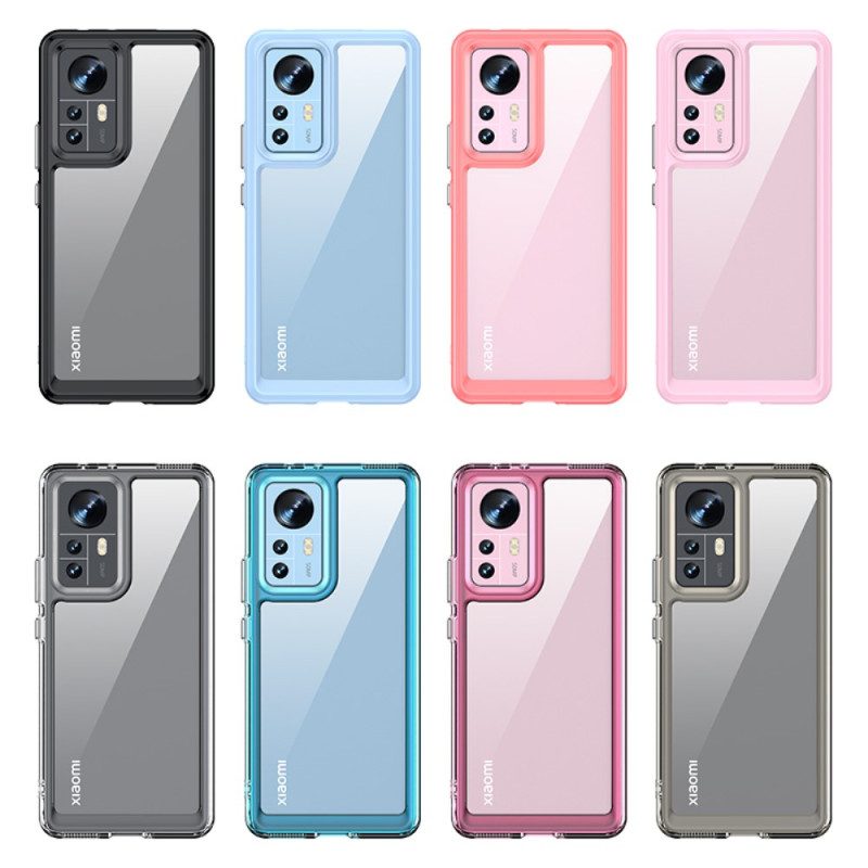 Cover Xiaomi 12 / 12X Trasparente Con Contorni Colorati