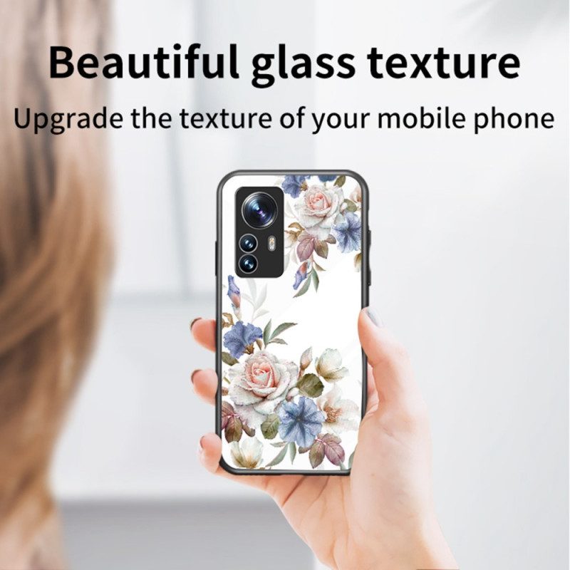 Cover Xiaomi 12 / 12X Vetro Temperato Con Anello A Fiore